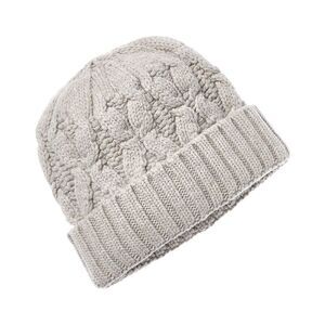 Amicale Cashmere Chunky Cable Cuffed Wool & Cashmere-Blend Hat, Grey